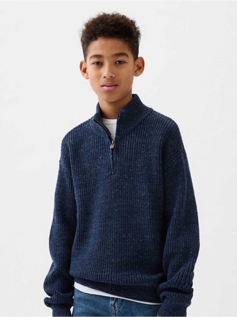 GAP Navy Blue Ribbed Half-Zip Kids Sweater EUC